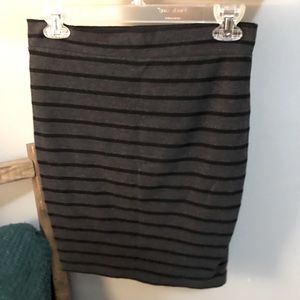 Gray Black Striped Pencil Skirt
